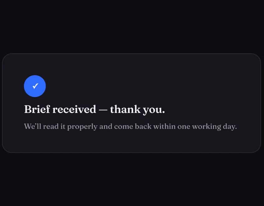 Published Framer form thank-you state after a successful submission